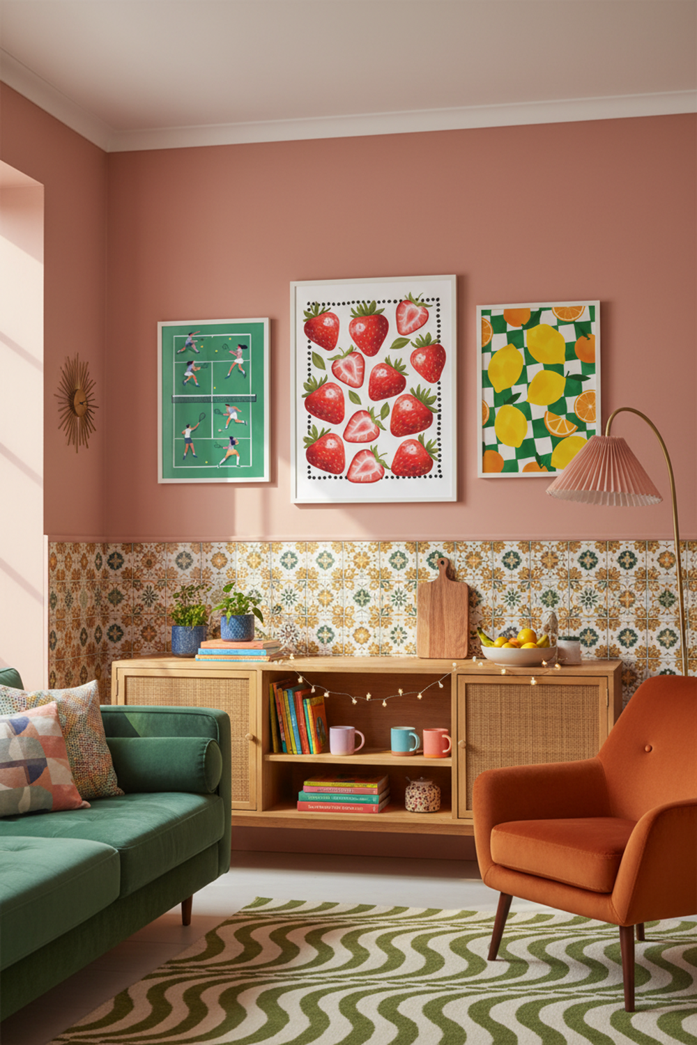 Sweet Strawberry Delight Art Print as part of a gallery wall arrangement