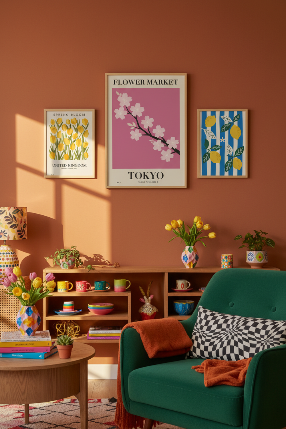 Tokyo Cherry Blossom Art Print as part of a gallery wall arrangement