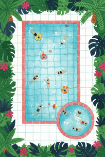 Tropical Pool Party Illustration Art Print – wall art print by LOUDHAUS