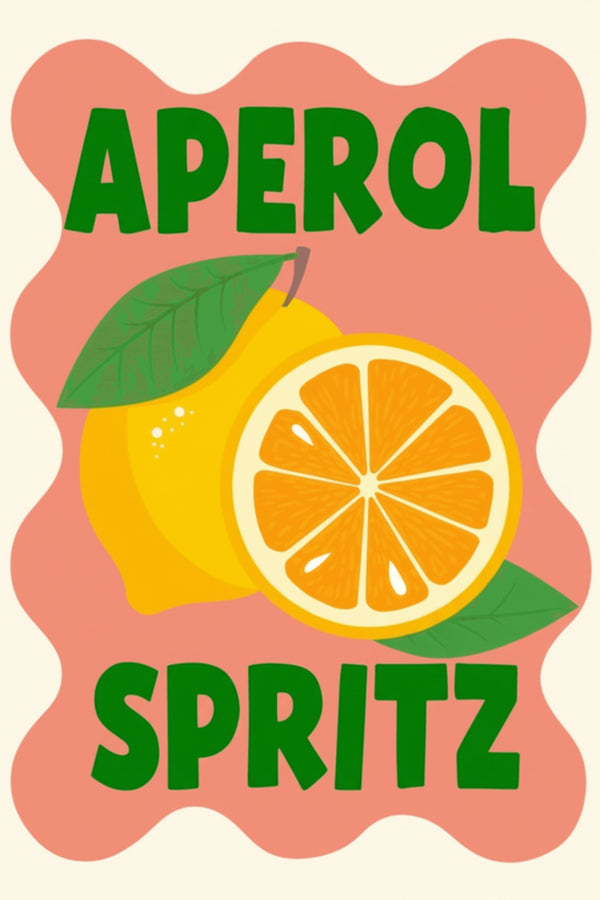 Vibrant Aperol Spritz Cocktail Art Print – wall art print by LOUDHAUS