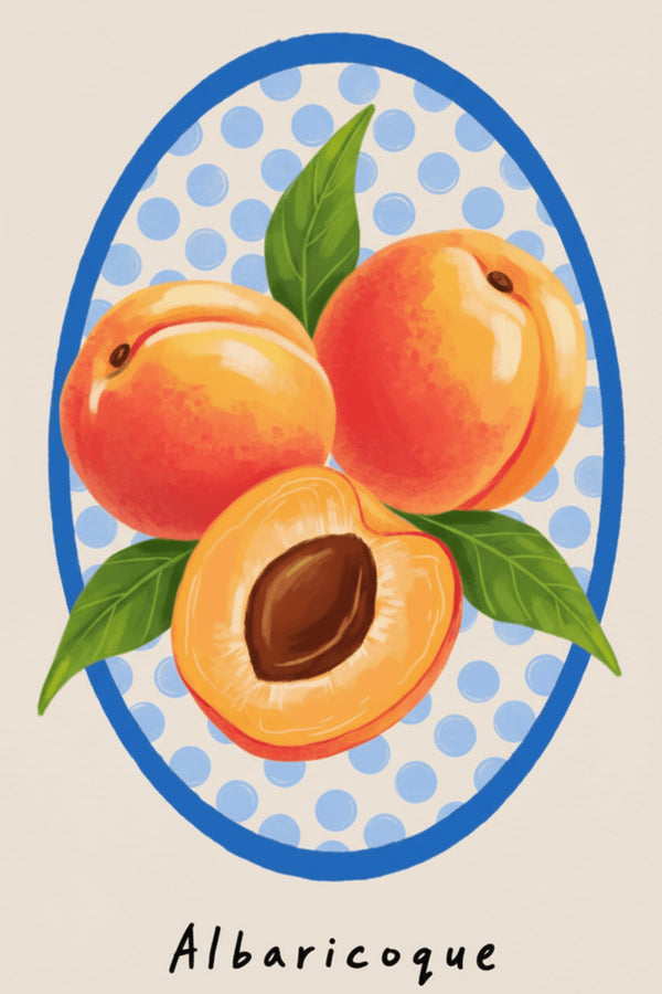 Vibrant Apricot Fruit Art Print – wall art print by LOUDHAUS
