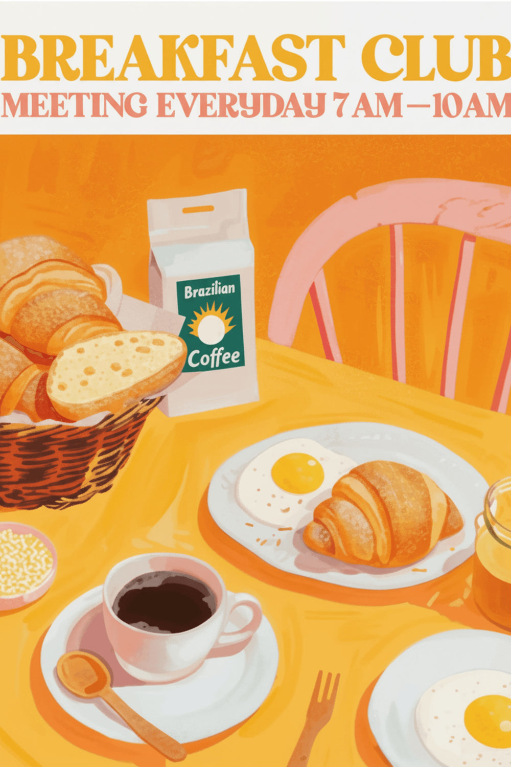 Vibrant Breakfast Club Art Print – wall art print by LOUDHAUS