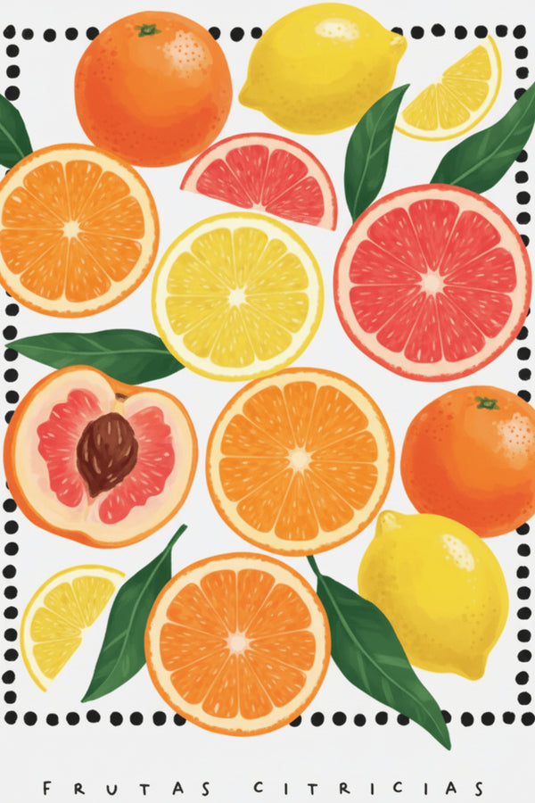 Vibrant Citrus Fruits Art Print – wall art print by LOUDHAUS