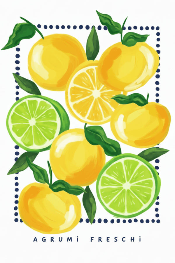 Vibrant Citrus Fruits Art Print – wall art print by LOUDHAUS