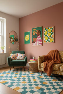 Vibrant Floral Portrait Art Print as part of a gallery wall arrangement