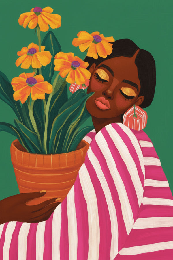 Vibrant Floral Portrait Art Print – wall art print by LOUDHAUS