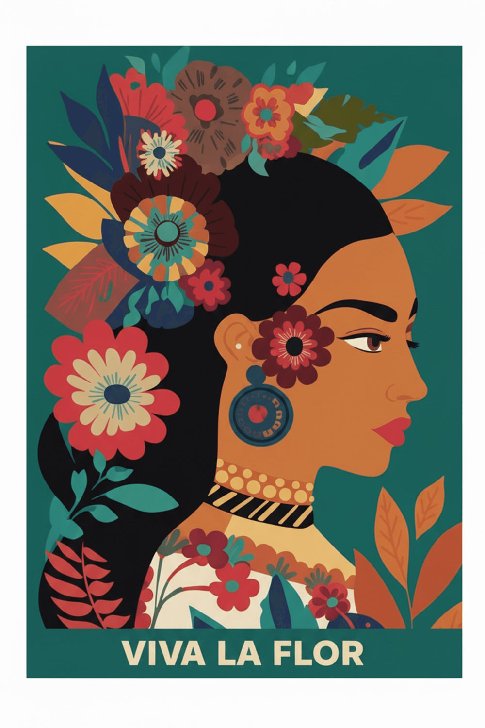 Vibrant Floral Woman Art Print – wall art print by LOUDHAUS