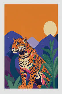 Vibrant Jungle Jaguar Art Print – wall art print by LOUDHAUS