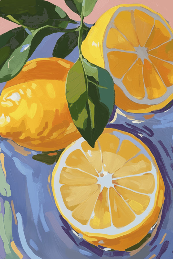 Vibrant Lemon Still Life Art Print – wall art print by LOUDHAUS