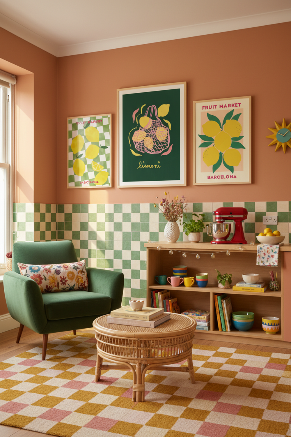 Vibrant Limoni Net Bag Art Print as part of a gallery wall arrangement