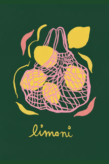 Vibrant Limoni Net Bag Art Print – wall art print by LOUDHAUS