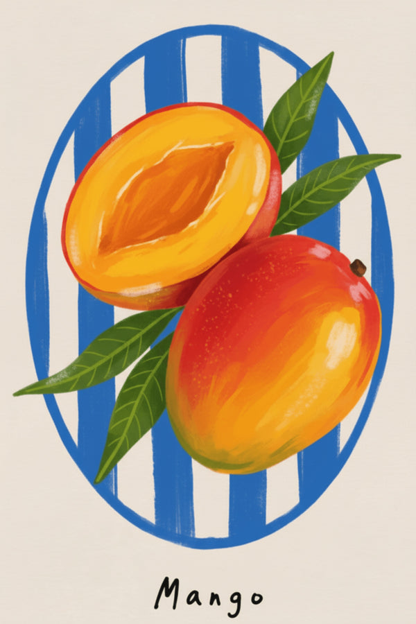 Vibrant Mango Fruit Art Print – wall art print by LOUDHAUS