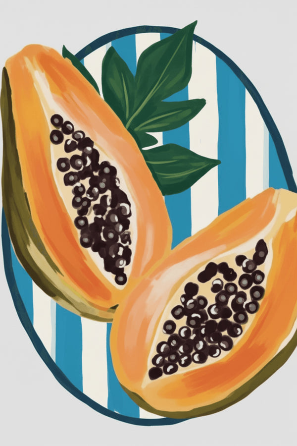 Vibrant Papaya Fruit Art Print – wall art print by LOUDHAUS