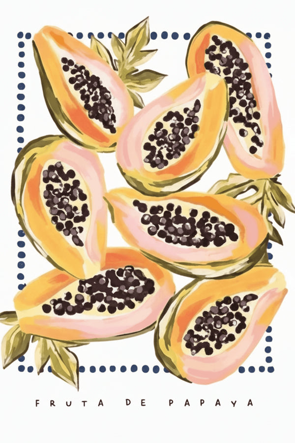 Vibrant Papaya Fruit Art Print – wall art print by LOUDHAUS