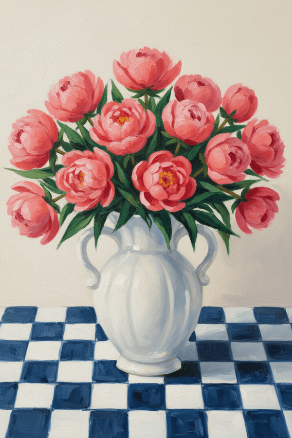 Vibrant Peony Still Life Art Print – wall art print by LOUDHAUS