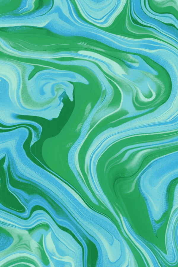 Vibrant Teal Marble Swirl Art Print – wall art print by LOUDHAUS