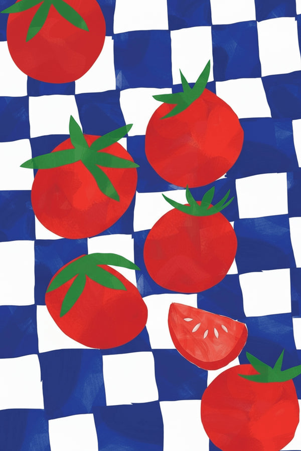 Vibrant Tomato Picnic Art Print – wall art print by LOUDHAUS