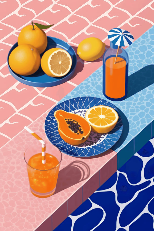 Vibrant Tropical Fruit Art Print – wall art print by LOUDHAUS
