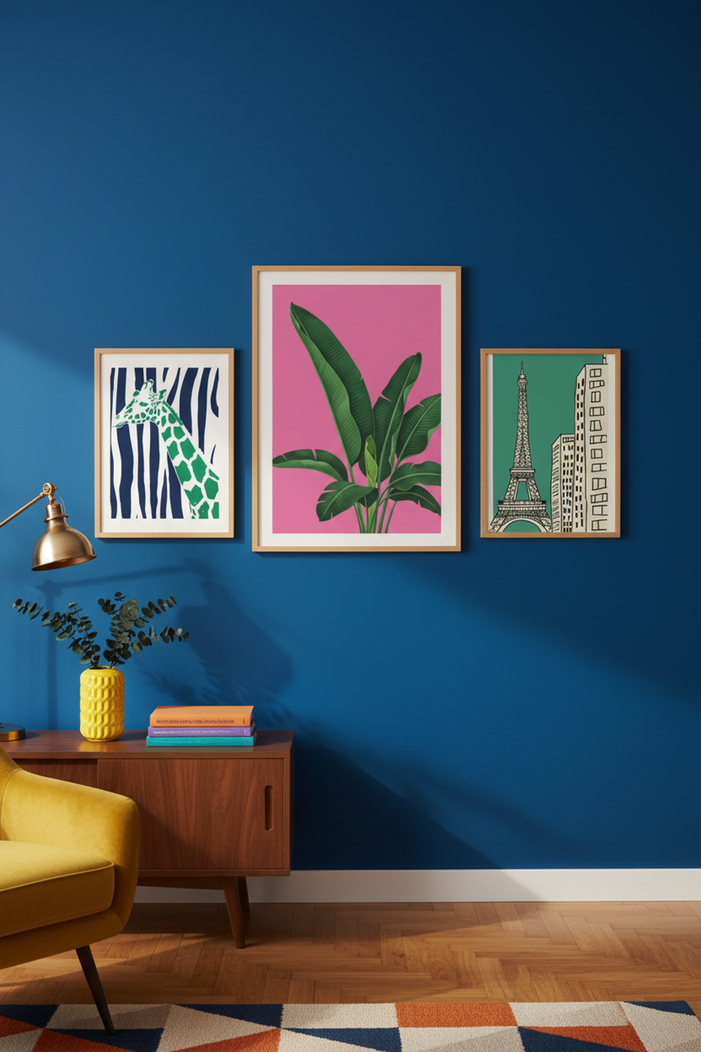 Vibrant Tropical Leaves Art Print as part of a gallery wall arrangement
