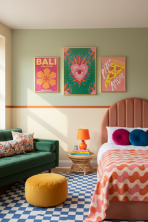 Vibrant Viva La Vida Heart Art Print as part of a gallery wall arrangement