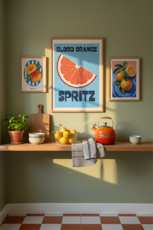 Zesty Blood Orange Spritz Art Print as part of a gallery wall arrangement
