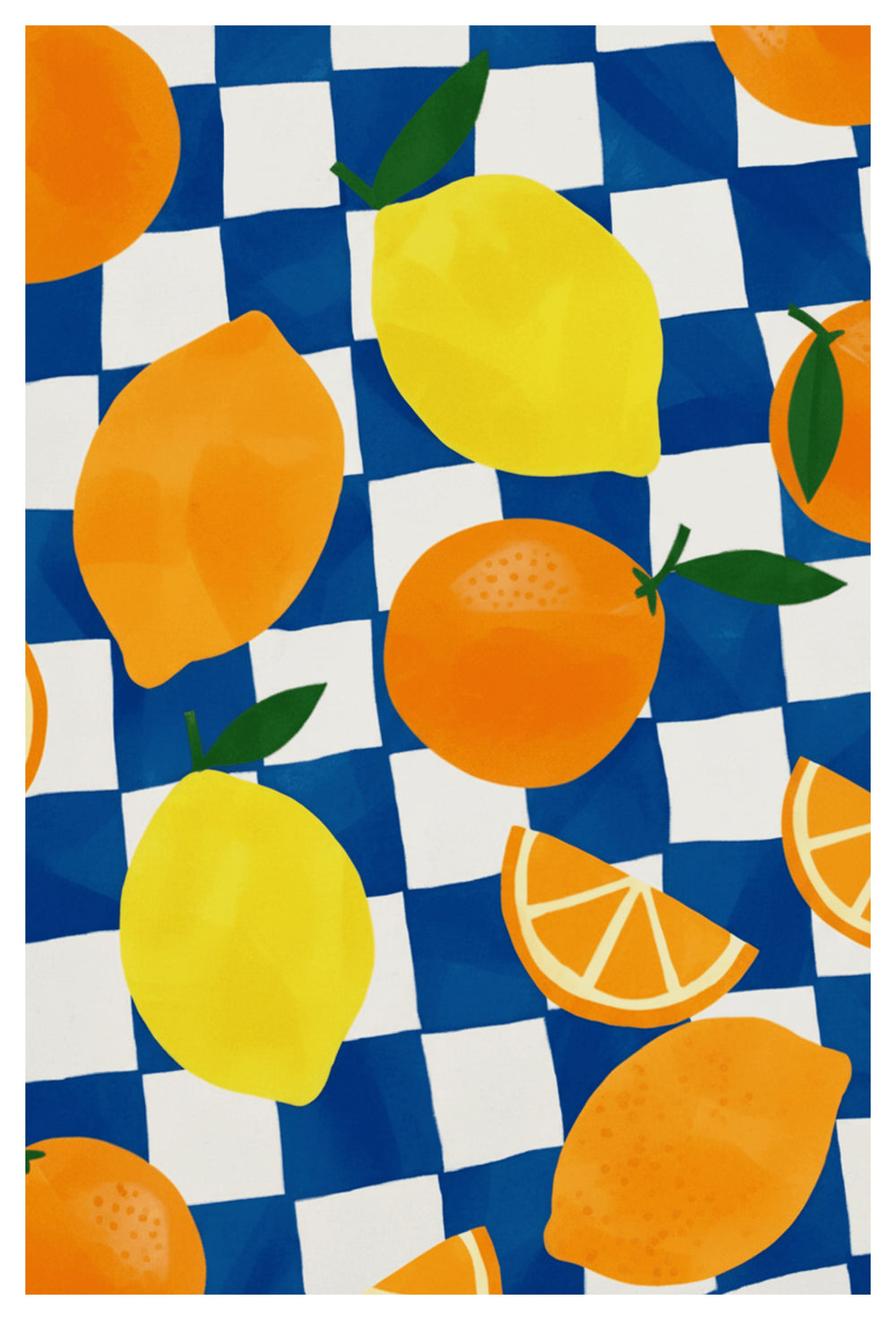 Zesty Citrus Checkered Art Print – wall art print by LOUDHAUS