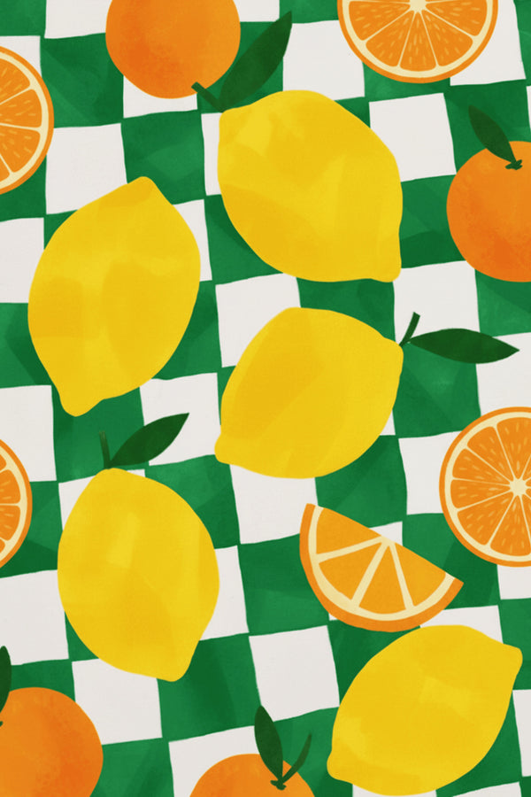 Zesty Citrus Checkered Art Print – wall art print by LOUDHAUS