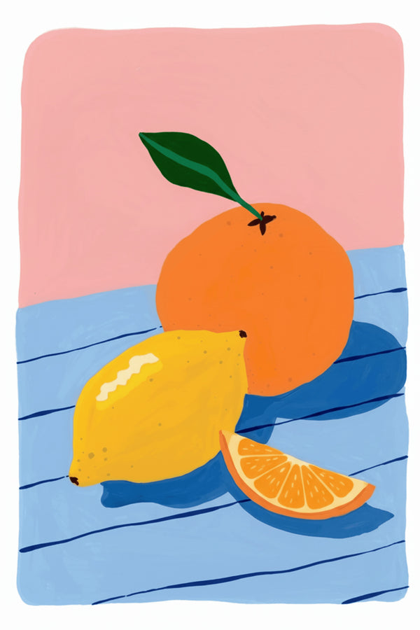 Zesty Citrus Still Life Art Print – wall art print by LOUDHAUS