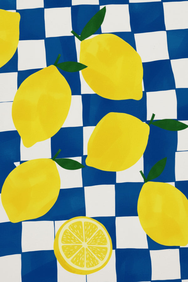 Zesty Lemon Checkered Art Print – wall art print by LOUDHAUS