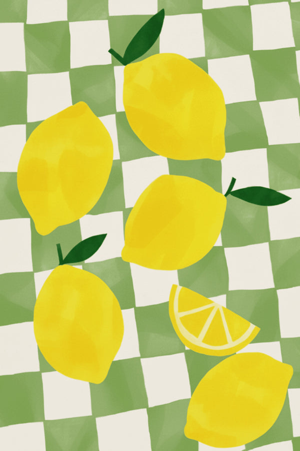 Zesty Lemon Checkered Art Print – wall art print by LOUDHAUS