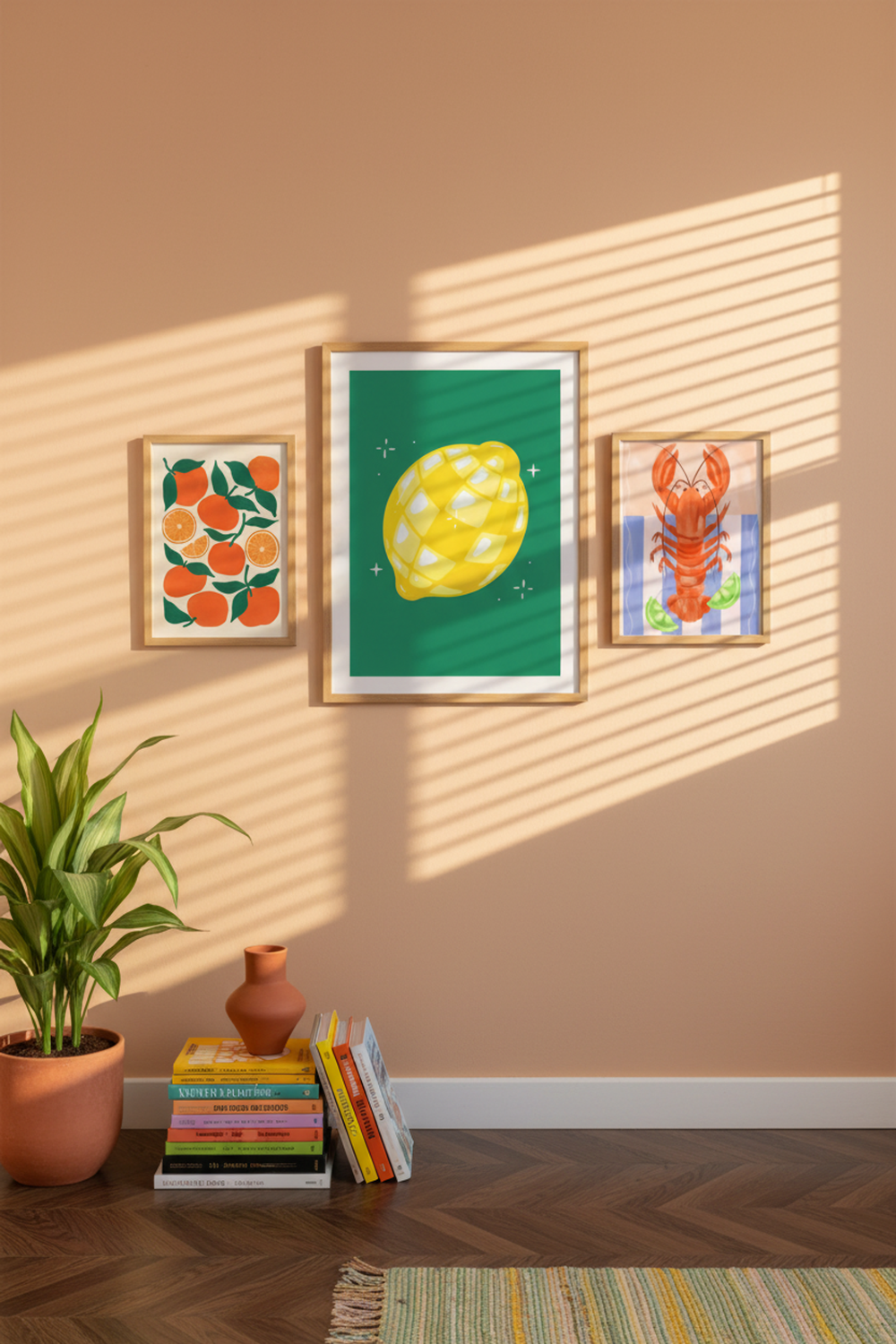 Zesty Lemon Illustration Art Print as part of a gallery wall arrangement