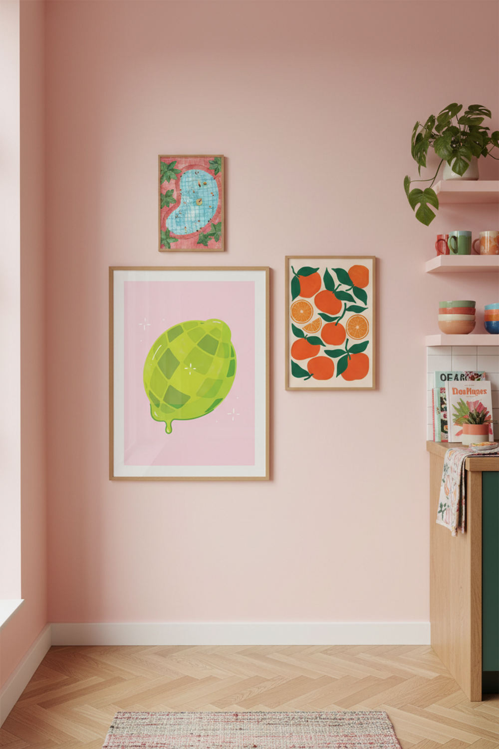 Zesty Lime Fruit Art Print as part of a gallery wall arrangement